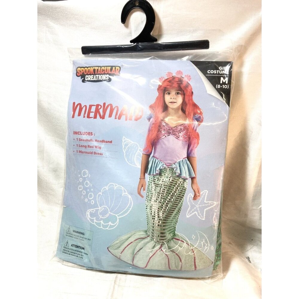 Mermaid Costume Halloween Dress Kids Girls Party Princess Cosplay Ariel Sz 8/10